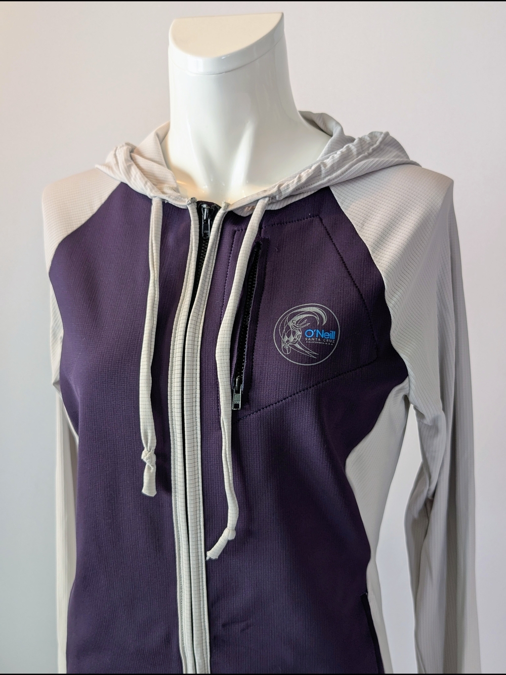 O'Neill Supertech Neoprene 30+ UV Protection Plum Gray Zipper Hoodie Size Small